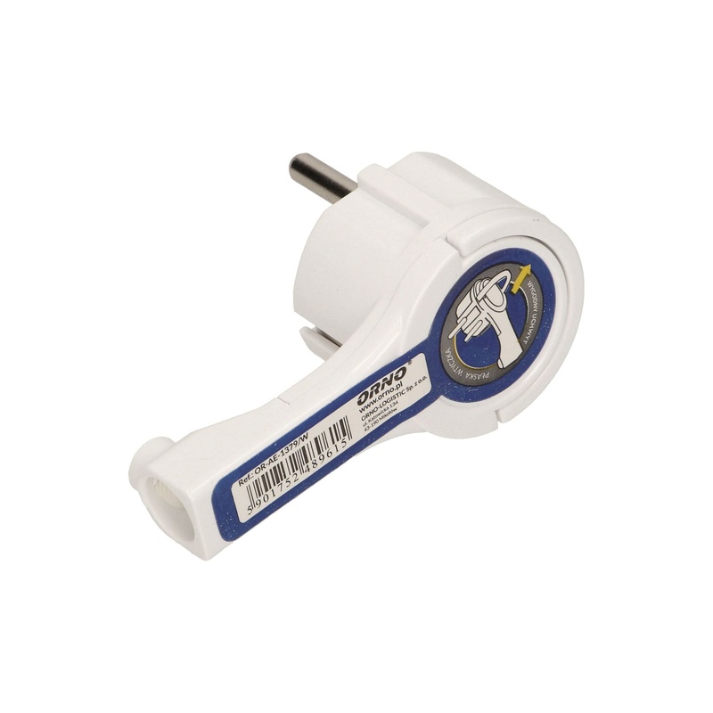 [ORNOR-AE-1379/W] 140090-Flat plug with handle, white socket: 2P+Z, 16A/250V AC, comfortable holder, ultra slim.-ORN