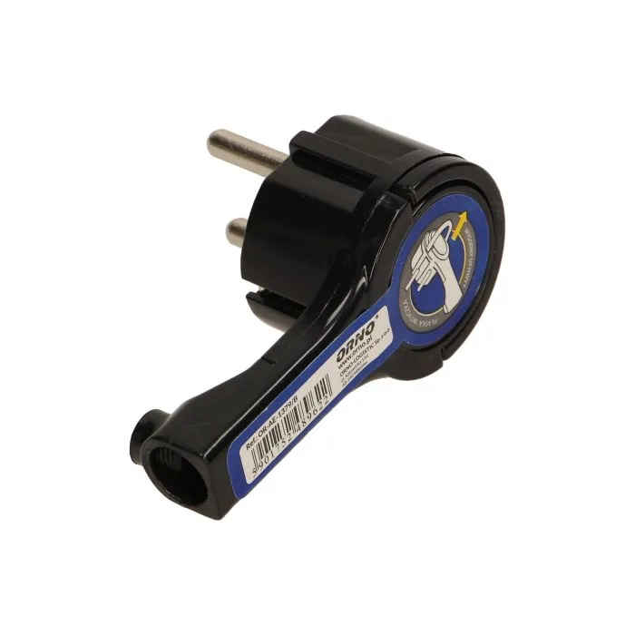 [ORNOR-AE-1379/B] 149189 -Fiche plate avec poignée, prise noire : 2P+Z, 16A/250V AC, support confortable, ultra mince.-ORN