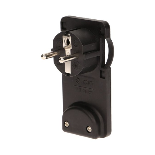[ORNOR-AE-1311/B] 140093-Flat plug with handle, black 230V / 50 Hz; 16A; equipped with grips, easy mounting; colour: black-ORN