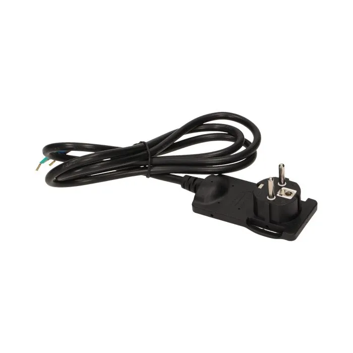 [ORNOR-AE-1312/B] 140095-Fiche plate avec poignée et câble, noir 230V / 50 Hz; 16A; avec fil de 1,5 m; couleur: noir-ORN