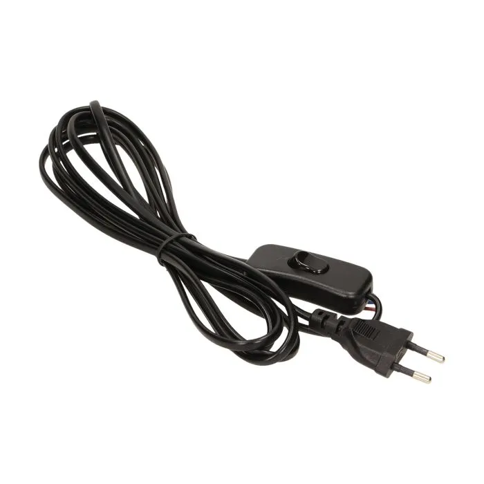 [ORNOR-AE-1394/B] 146499 - Power cord with switch and Euro plug, black,cable: 2x0,75mm2. ORN