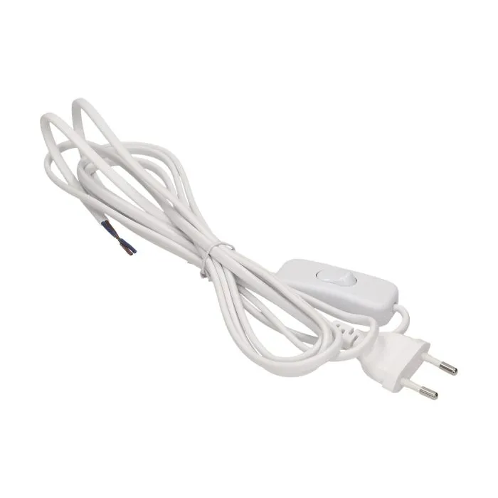 [ORNOR-AE-1394/W] 146498 - Power cord with switch and Euro plug, white, cable: 2x0,75mm2. ORN