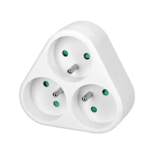 [ORNOR-AE-13178] 149213 - Triple power socket splitter 3x2P+E, white, for Belgium and France