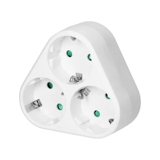 [ORNOR-AE-13178(GS)] 140101-Répartiteur triple 3x2P+T (Schuko), blanc, pour les Pays-Bas et l'Allemagne
