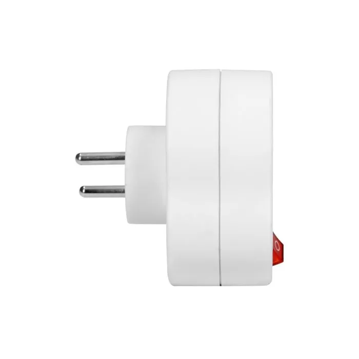 [ORNOR-AE-13187] 149228 - Power splitter with 2 round sockets and a central switch, white, for Belgium and France ORN