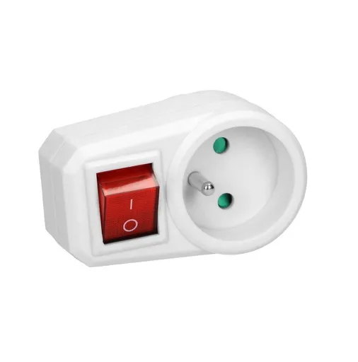 [ORNOR-AE-13188] 149227-Adaptateur d'alimentation simple avec un interrupteur central adaptateur d'alimentation avec une seule prise ronde et un interrupteur central-ORN
