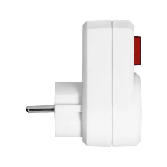 [ORNOR-AE-13188(GS)] 140109- Single power adapter 1x2P+Z (Schuko) with central switch, white, for Netherlands and Germany - ORN