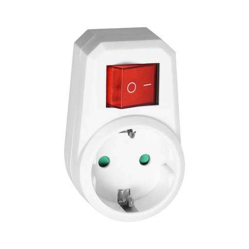 [ORNOR-AE-13188(GS)] 140109- Single power adapter 1x2P+Z (Schuko) with central switch, white, for Netherlands and Germany - ORN