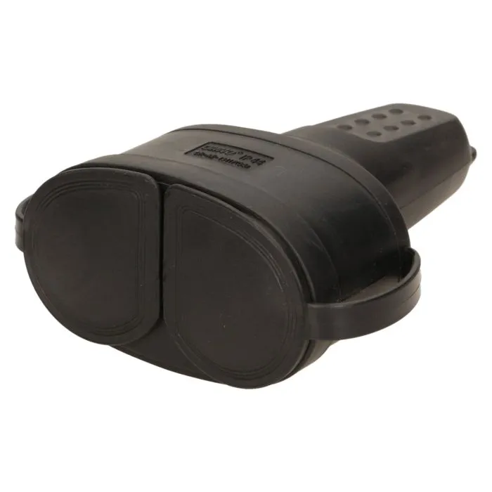 [ORNOR-AE-13117(GS)] 140117-Double rubber plug-in socket with holder, schuko, max. wire cross-section – 2,5mm2, Netherlands and Germany -ORN