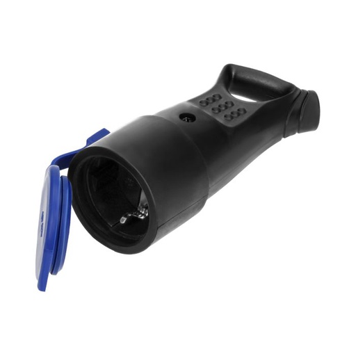[ORNOR-AE-1370(GS)] 140118-Rubber, plug-in socket with holder, schuko 250V / 16A, IP44,  for Netherlands and Germany -ORN