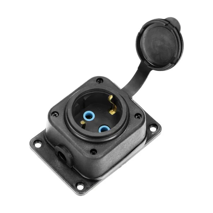 [ORNOR-AE-13164(GS)] 140123-Prise d'extension robuste, caoutchouc, schuko IP44, 1 prise schuko, profil très bas de 5 cm, pour les Pays-Bas et l'Allemagne-ORN