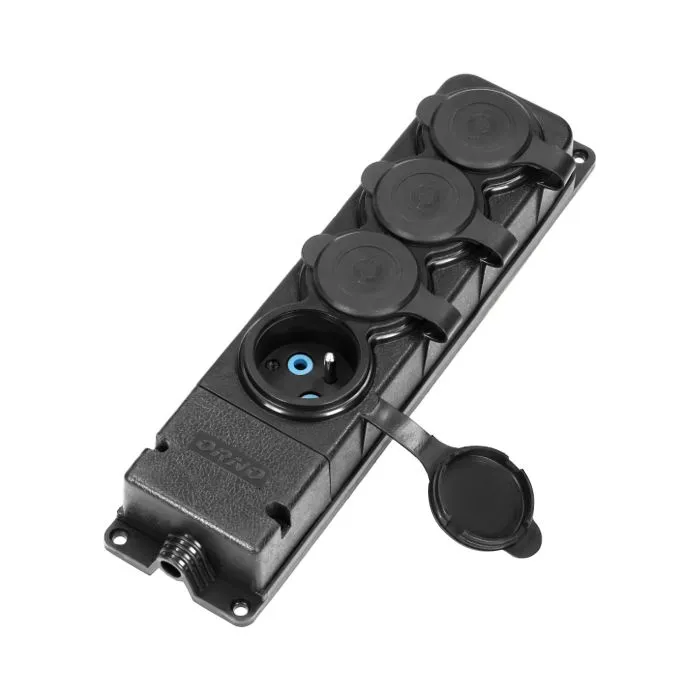 [ORNOR-AE-13167] 149334 - Heavyduty extension socket, rubber IP44, 4 sockets, very low 5cm profile, for Belgium and France ORN