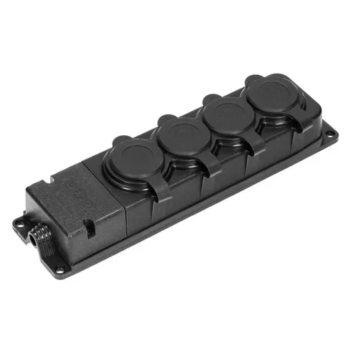 [ORNOR-AE-13167] 149334 - Heavyduty extension socket, rubber IP44, 4 sockets, very low 5cm profile, for Belgium and France ORN
