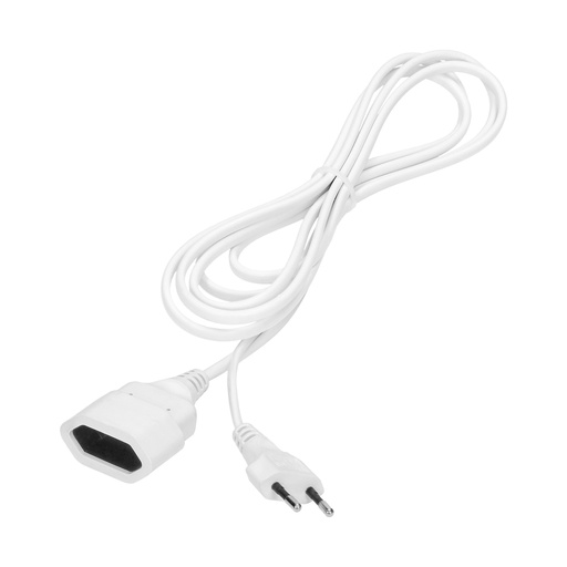 [ORNOR-AE-13195/5M] 140136-Extension cord, 5m long 1 flat socket 1x2P and a flat plug. PVC cable H03VV-F 2x0,75mm2, 230VAC, -ORN