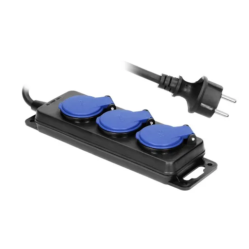 [ORNOR-AE-13158/5M] 149350 - Heavyduty, splashproof extension sockets, 5m (3 x 2P+E), IP44, rubber cord, H05RRF 3x1.5mm2 ORN