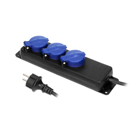 [ORNOR-AE-13158(GS)/3M] 140174-Havy-duty, splash-proof extension sockets, 3m, schuko rubber cord, IP44, H05RR-F 3x1.5mm2 - 3m, equipped with a hook that serves for hanging it in a safe place-ORN