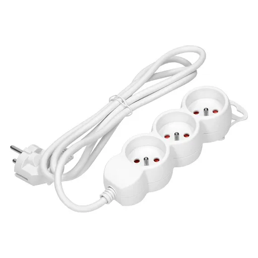 [ORNOR-AE-13145/W/1,5M] 140248-Extension sockets 3x 2P+Z , 1.5m  H05VV-F 3x1.0mm2, Imax = 10A, white-ORN