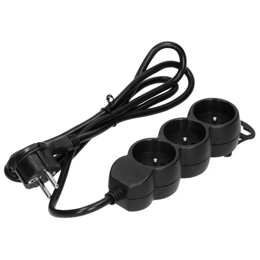 [ORNOR-AE-13145/B/1,5M] 140249-Extension sockets 3x 2P+Z , 1.5m  H05VV-F 3x1.0mm2, Imax = 10A, black-ORN