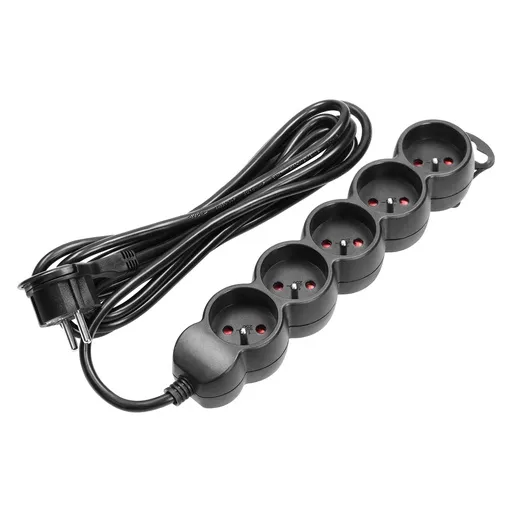 [ORNOR-AE-13149/B/3M] 140258-Extension sockets 5x 2P+Z, 3m  H05VV-F 3x1.0mm2, Imax=10A, black-ORN