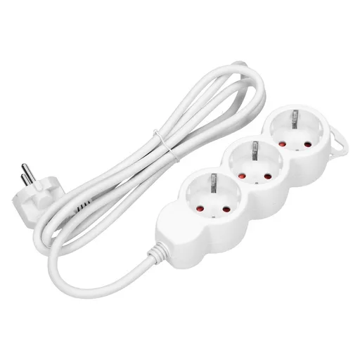 [ORNORAE13145(GS)/W/5M] 140268-Extension sockets 3x 2P+Z , schuko, 5m  H05VV-F 3x1.0mm2, Imax = 10A, white-ORN