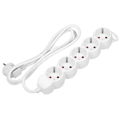 [ORNORAE13149(GS)/W/1,5M] 140274-Extension sockets 5x 2P+Z , 1.5m, schuko H05VV-F 3x1.0mm2, Imax=10A, white-ORN