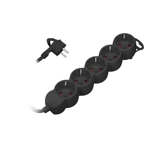 [ORNORAE13149(GS)/B/3M] 140276-Extension sockets 5x 2P+Z, 3m, schuko H05VV-F 3x1.0mm2, Imax=10A, black-ORN